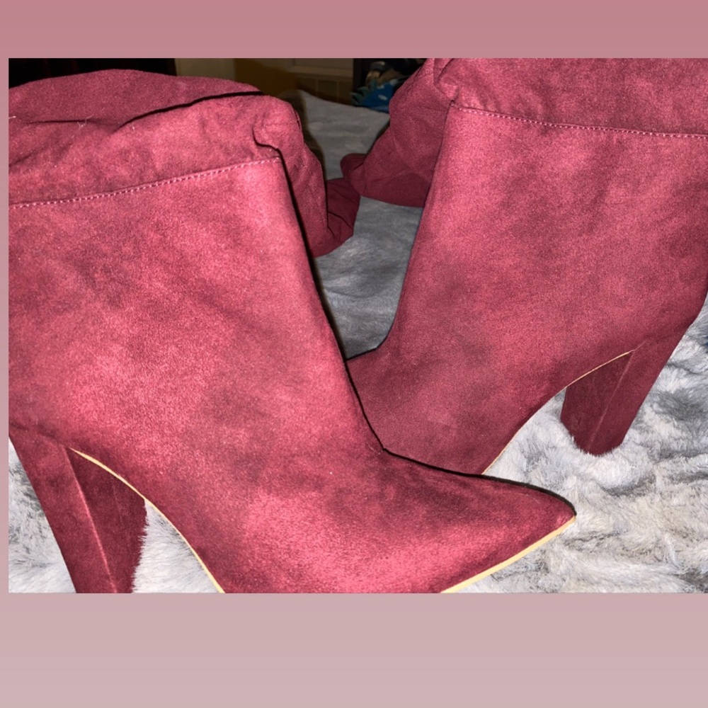 Thigh- High Burgundy High Heeled Boots